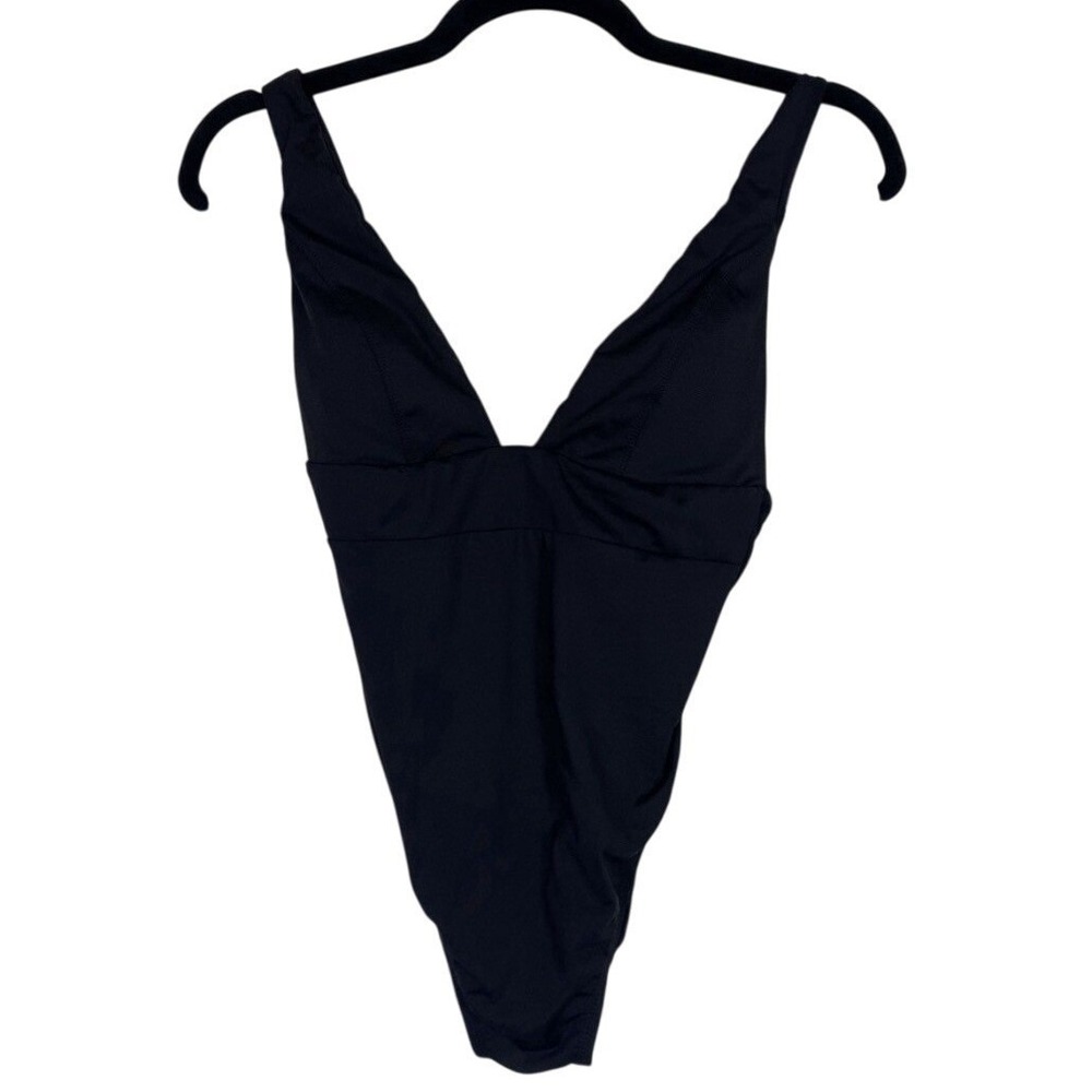 NWT Andie Swim Sardinia XS One Piece Swimsuit Black Padded Plunge V-neck Swim - Picture 2 of 8